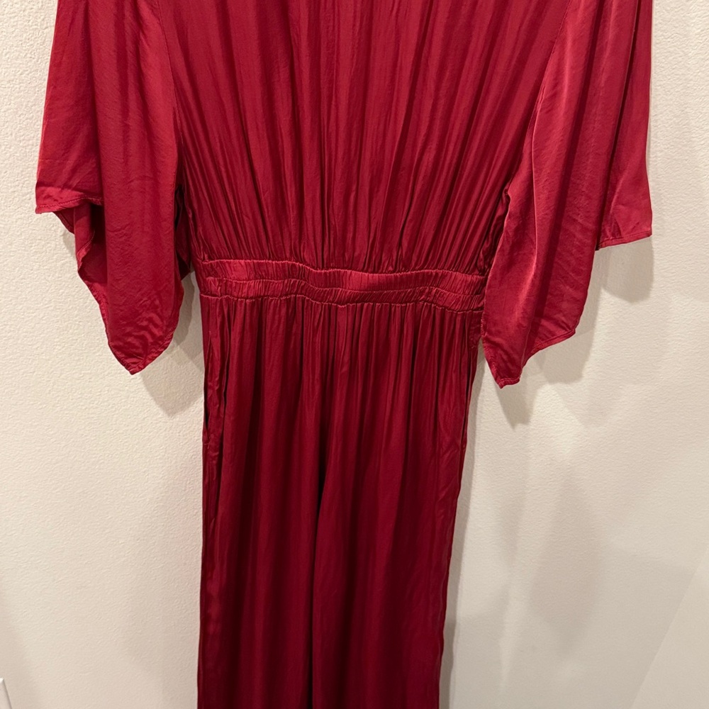 NWT Free People Young Fabulous and Broke Rose Tie-Front Satin Jumpsuit Size M - Picture 9 of 11